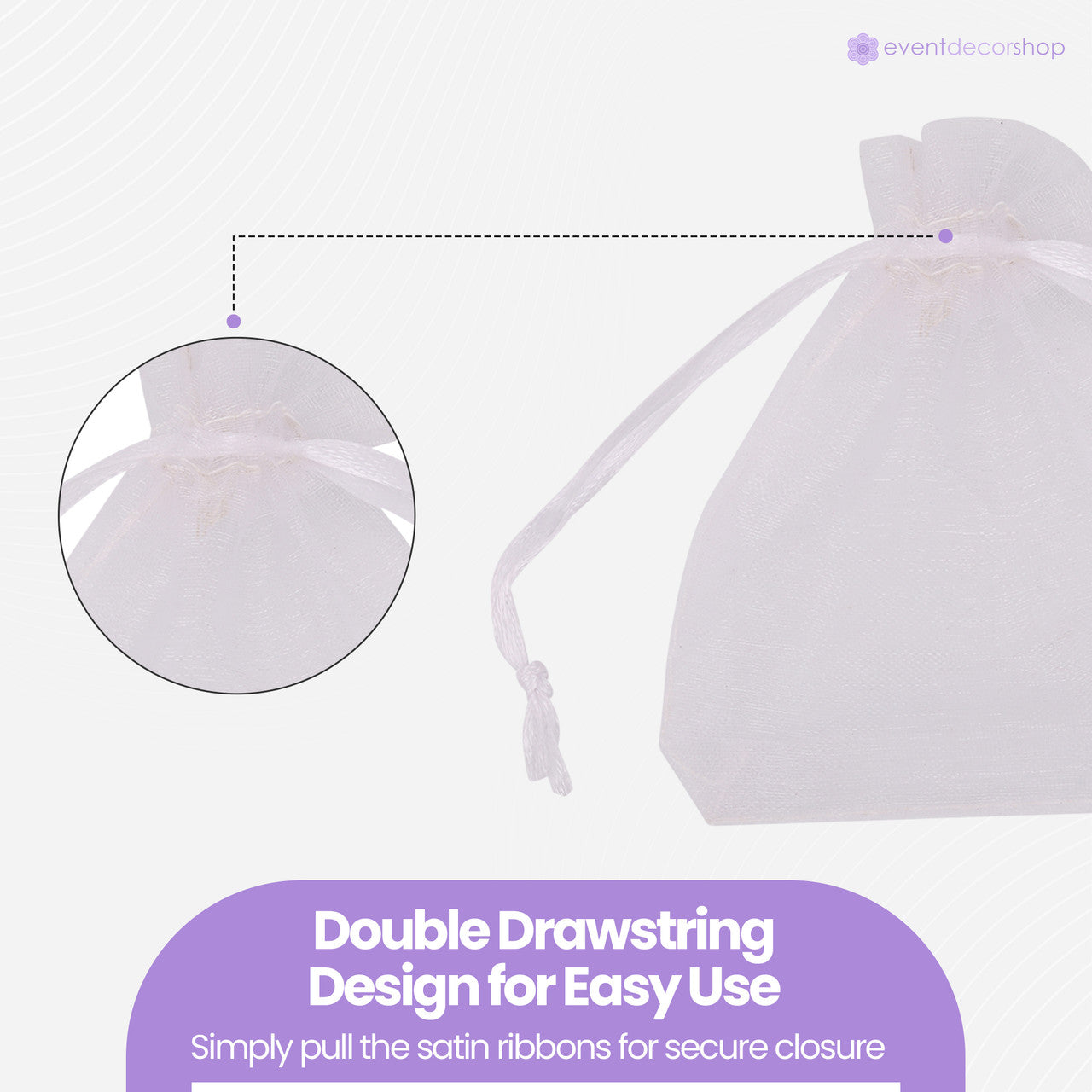 Organza Bags - 7cm x 9cm - 100pcs - White