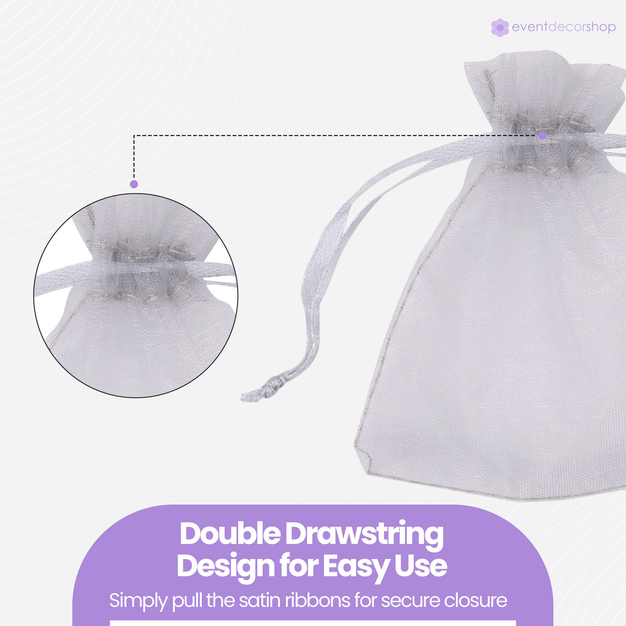 Organza Bags - 7cm x 9cm - 100pcs - Silver