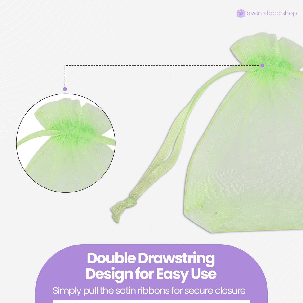 Organza Bags - 7cm x 9cm - 100pcs - Light Green