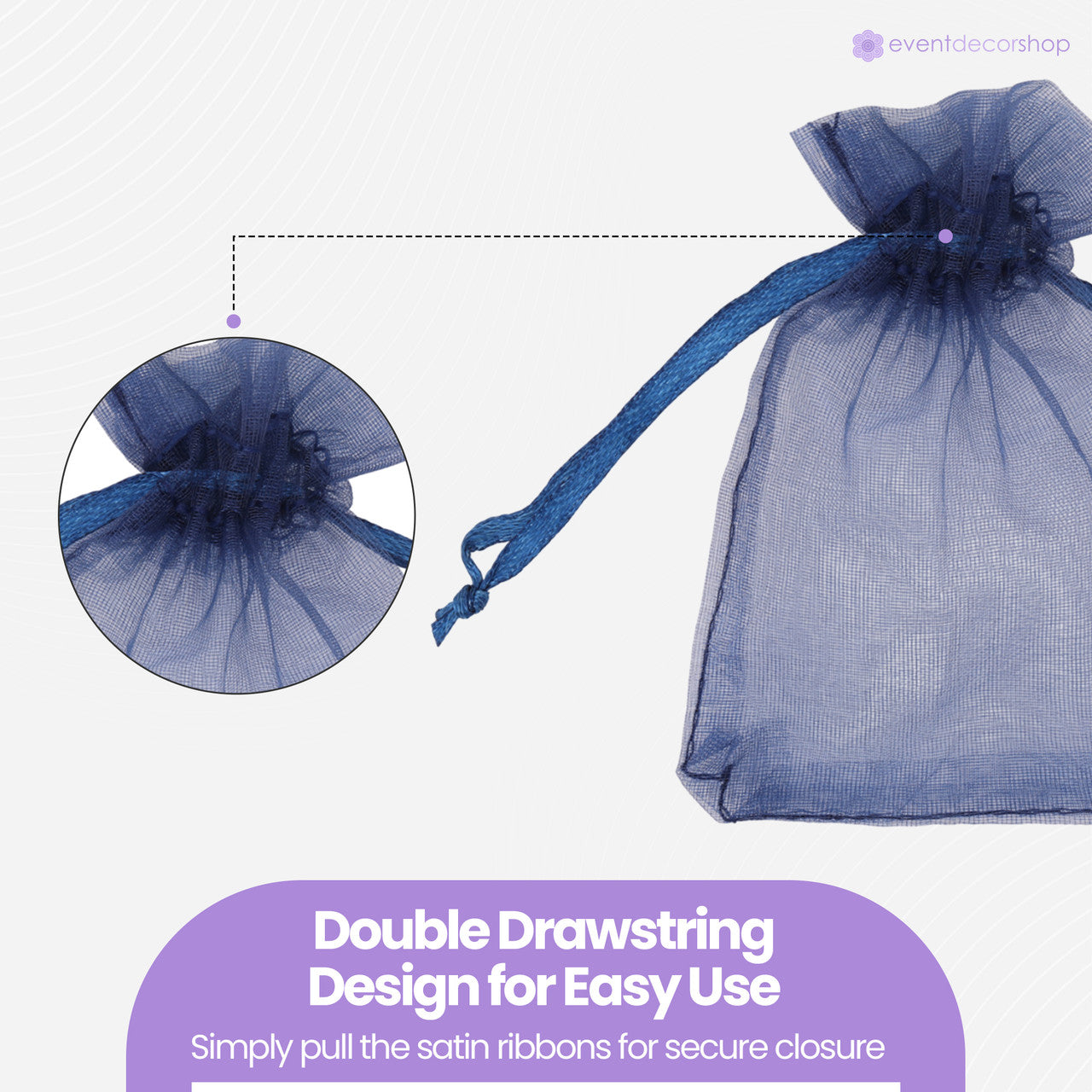 Organza Bags - 7cm x 9cm - 100pcs - Navy