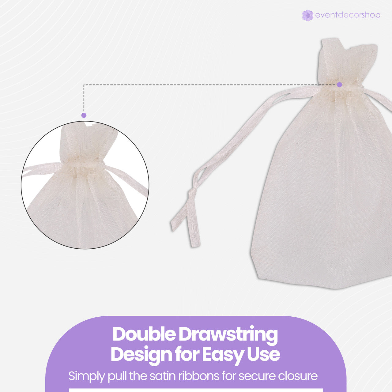 Organza Bags - 7cm x 9cm - 100pcs - Ivory