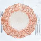 13" Round Charger Plate - Crackled Rose Gold