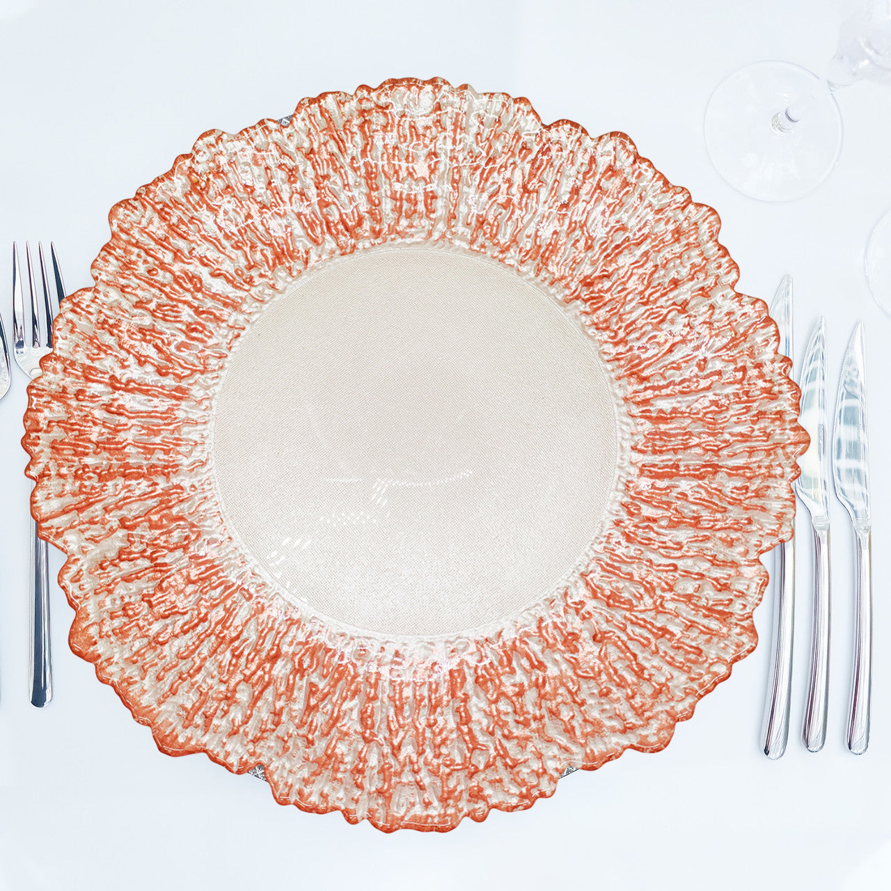 13" Round Charger Plate - Crackled Rose Gold