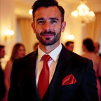 Deep Red Tie and Handkerchief