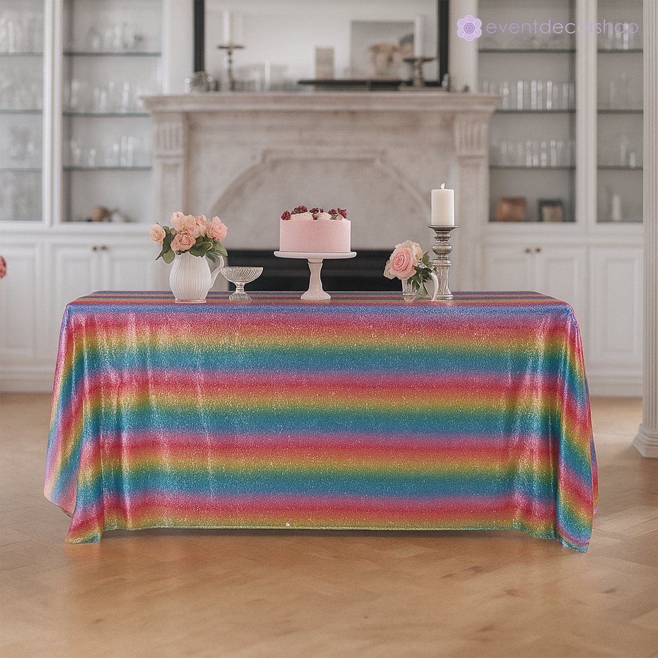 Sequin Rectangle Sparkly Tablecloth - Rainbow