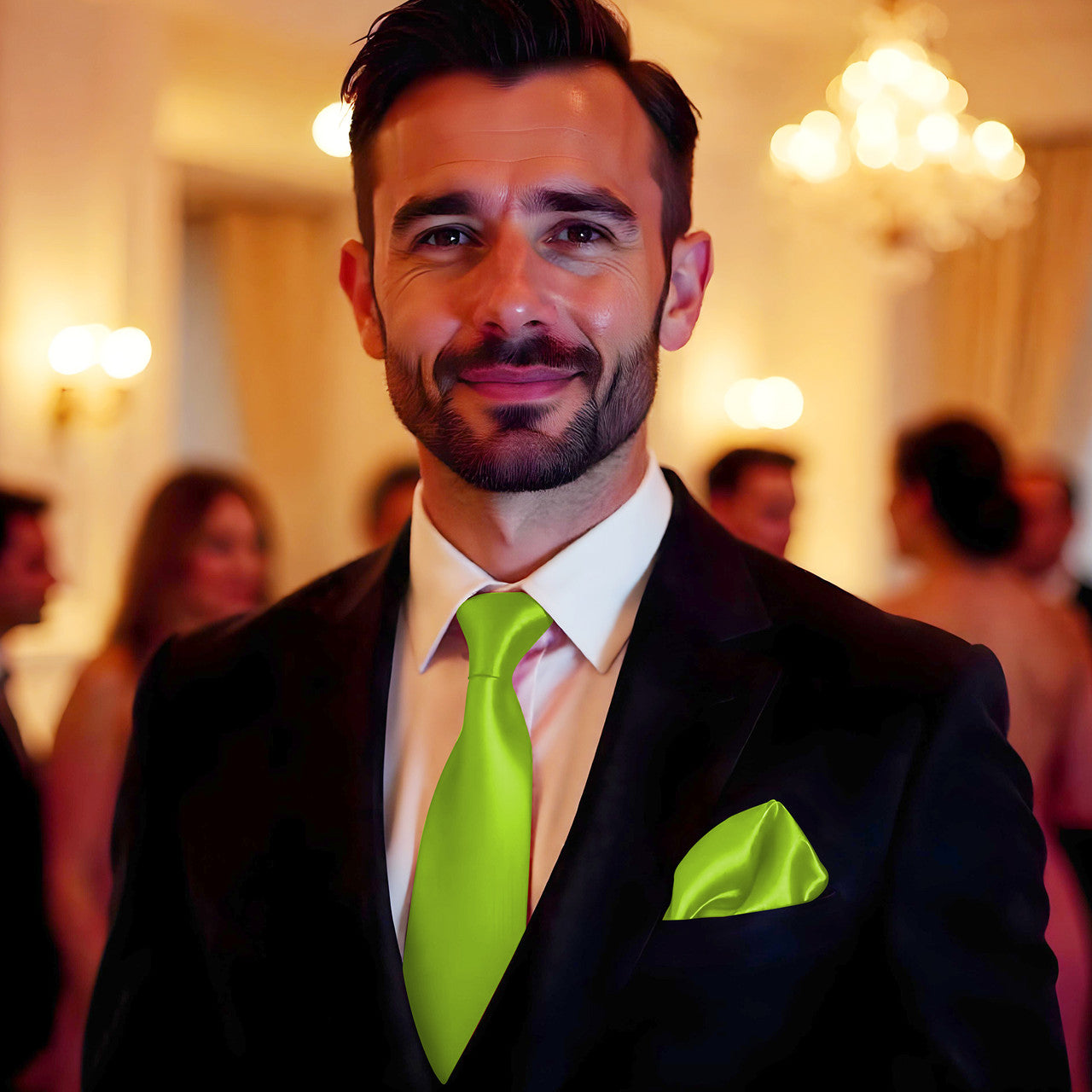 Lime Green Tie and Handkerchief