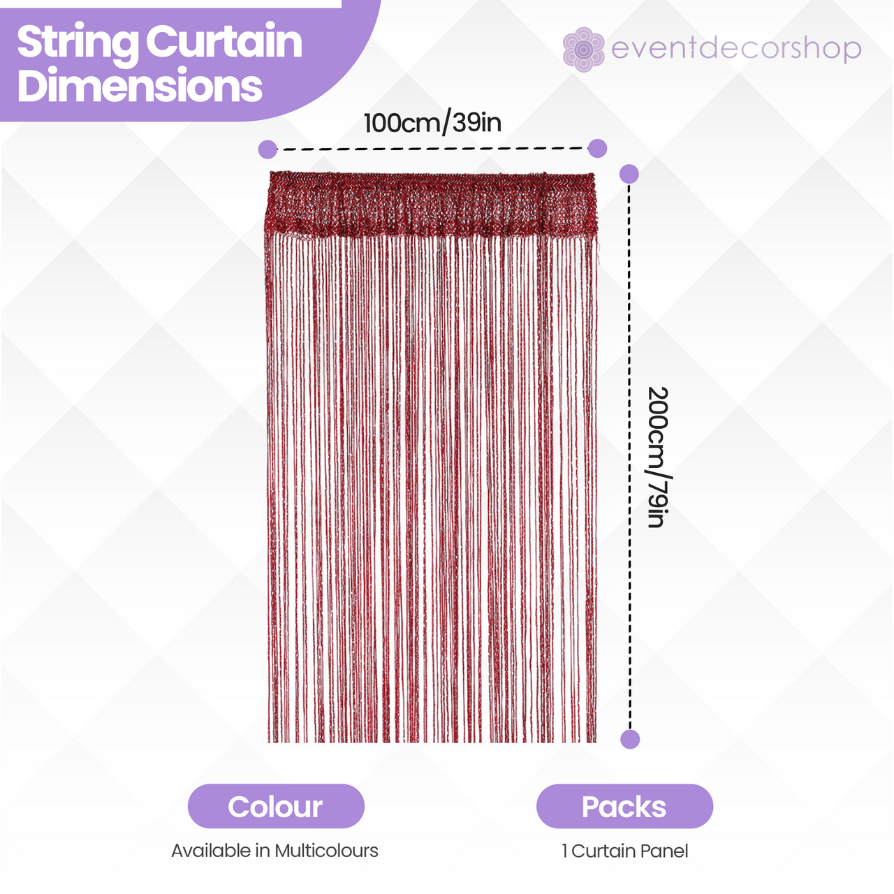 String Curtain Panel - Burgundy