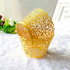 25x Laser Cut Cupcake Wrappers - Gold
