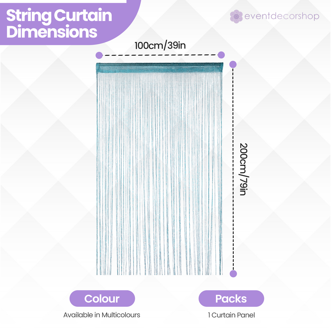 String Curtain Panel - Turquoise