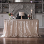 Sequin Rectangle Sparkly Tablecloth - Rose Gold