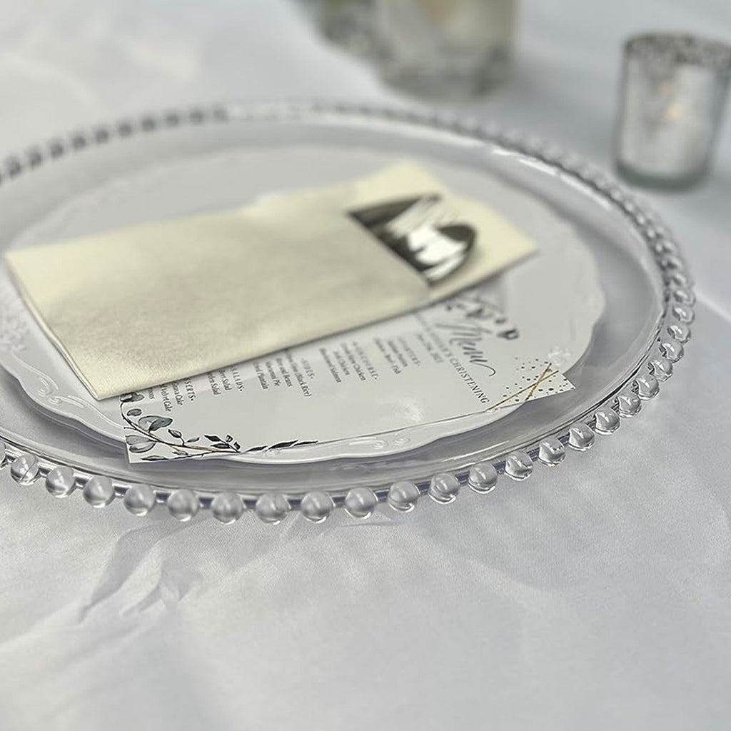 Round Charger Plate - Clear with Clear Beads x 6
