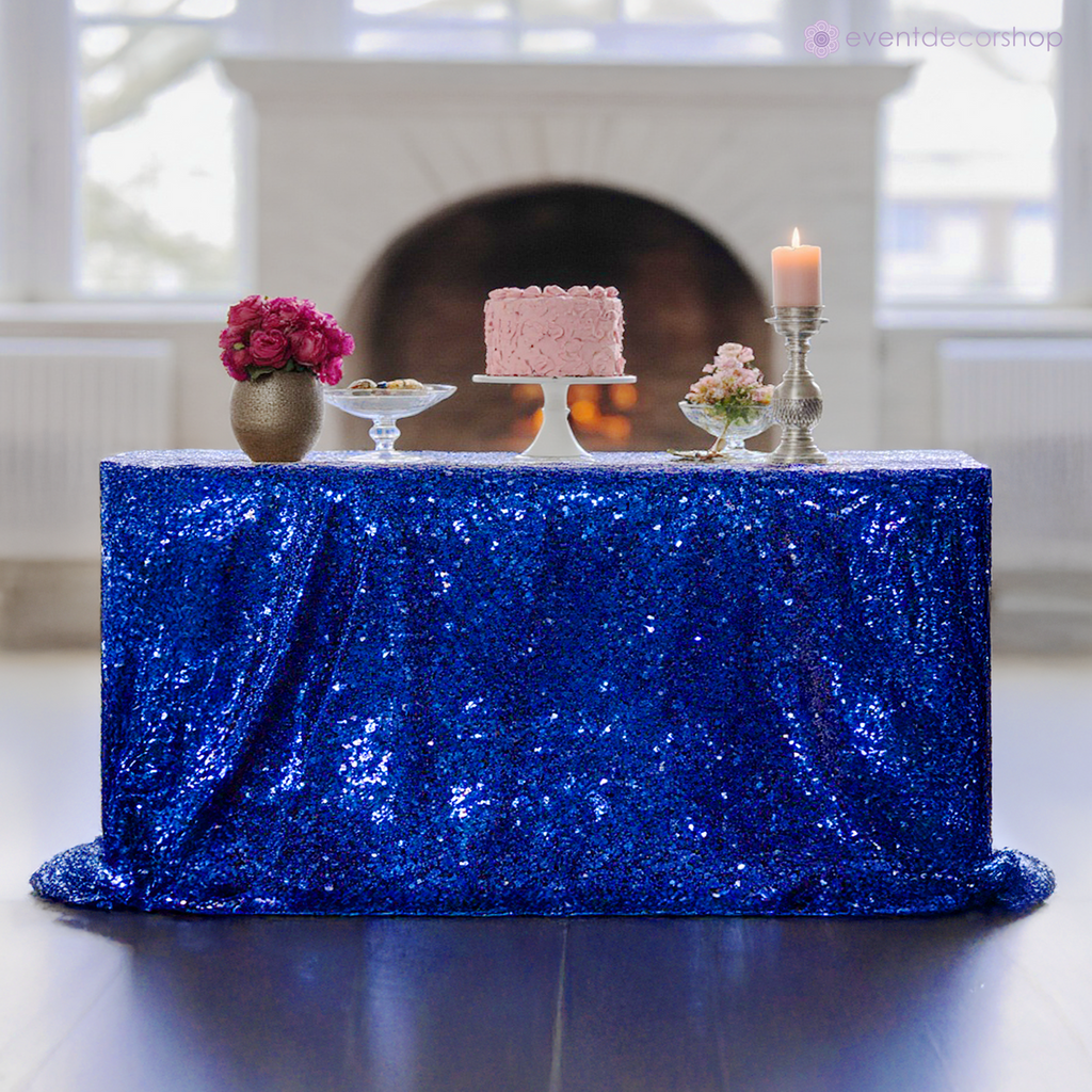 Sequin Rectangle Sparkly Tablecloth - Royal Blue