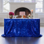 Sequin Rectangle Sparkly Tablecloth - Royal Blue