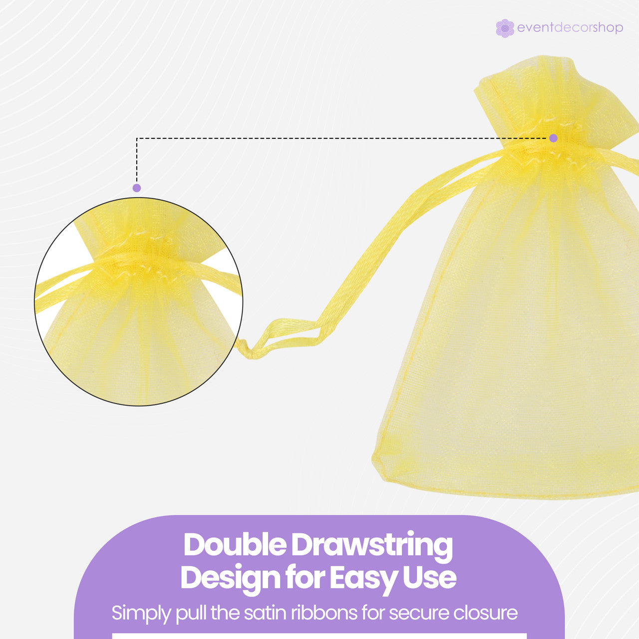 Organza Bags - 7cm x 9cm - 100pcs - Yellow