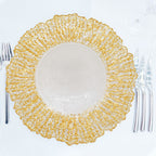 13" Round Charger Plate - Crackled Gold
