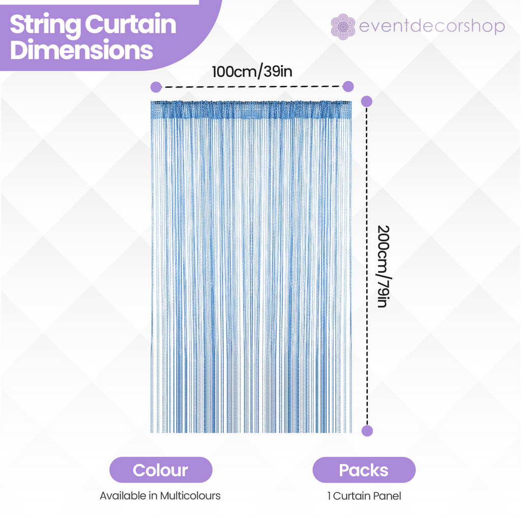 String Curtain Panel - Sky Blue