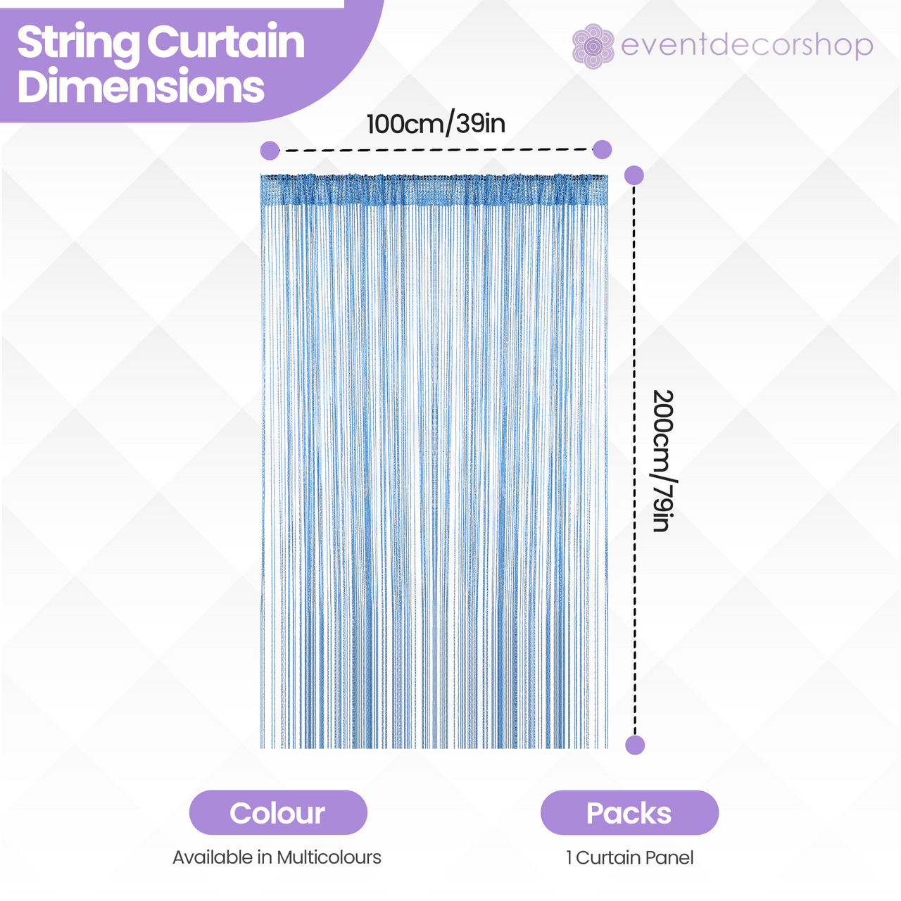 String Curtain Panel - Sky Blue