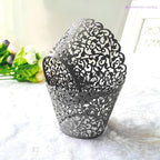 25x Laser Cut Cupcake Wrappers - Silver