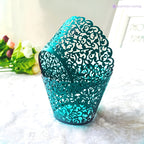 25x Laser Cut Cupcake Wrappers - Blue