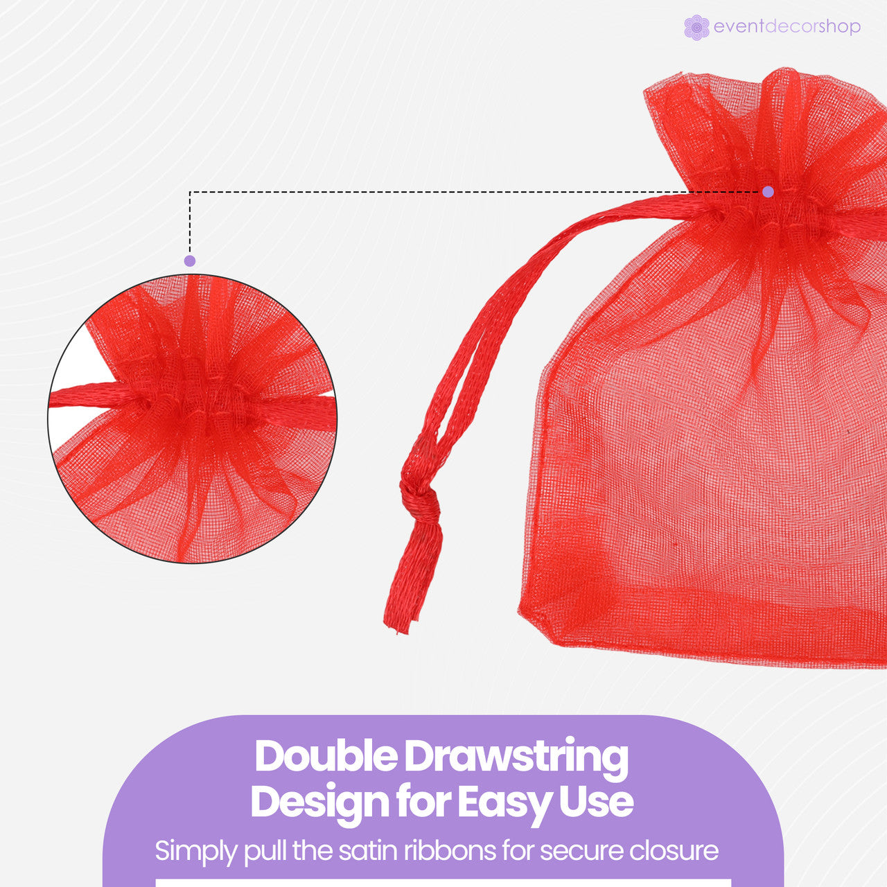 Organza Bags - 7cm x 9cm - 100pcs - Red