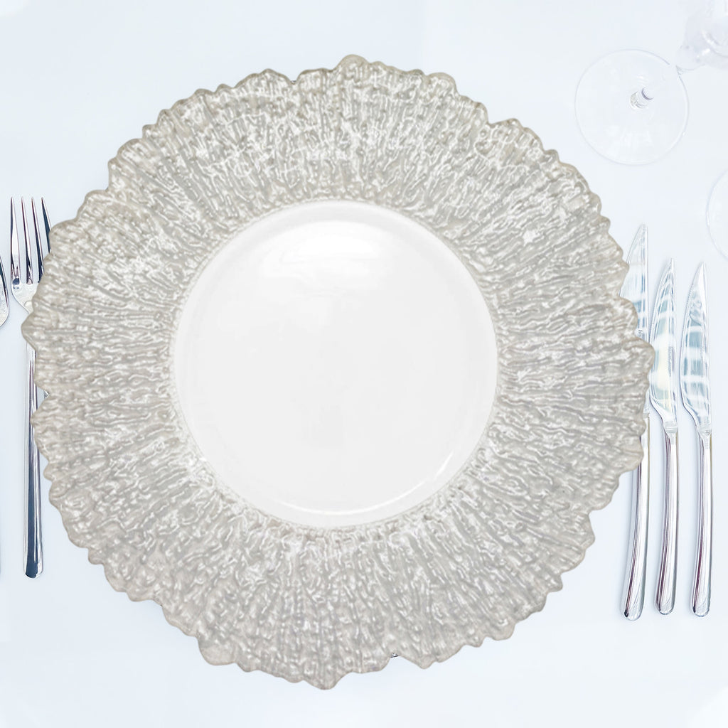 13" Round Charger Plate - Crackled Silver