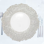 13" Round Charger Plate - Crackled Silver