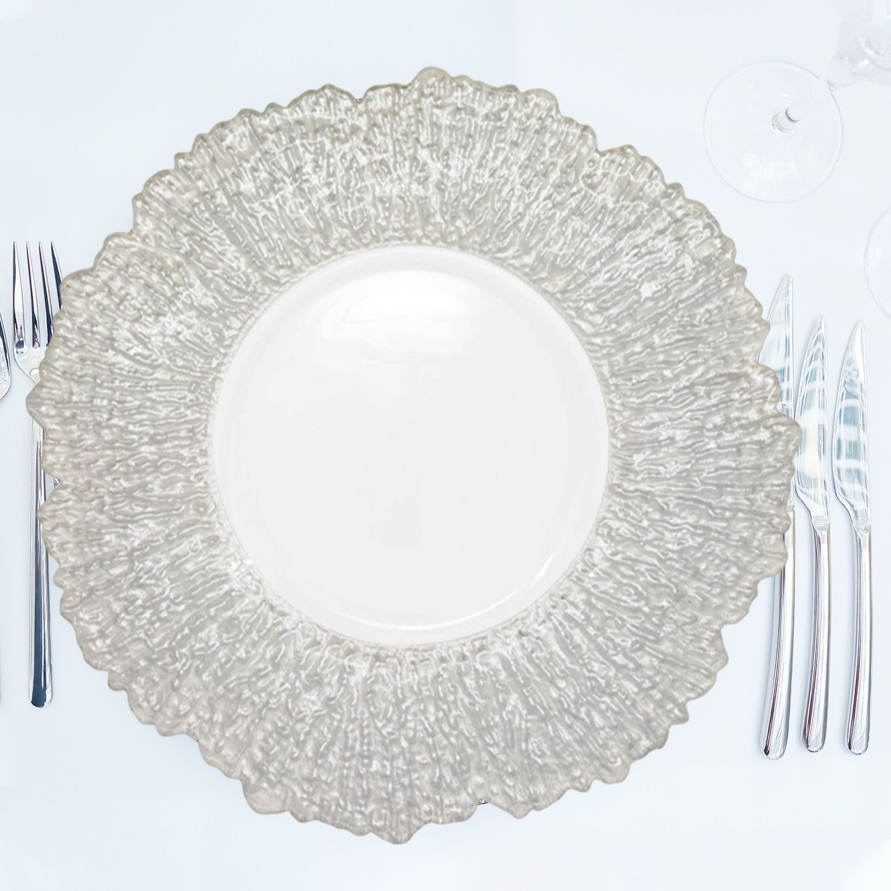 13" Round Charger Plate - Crackled Silver