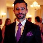 Dark Purple Tie and Handkerchief