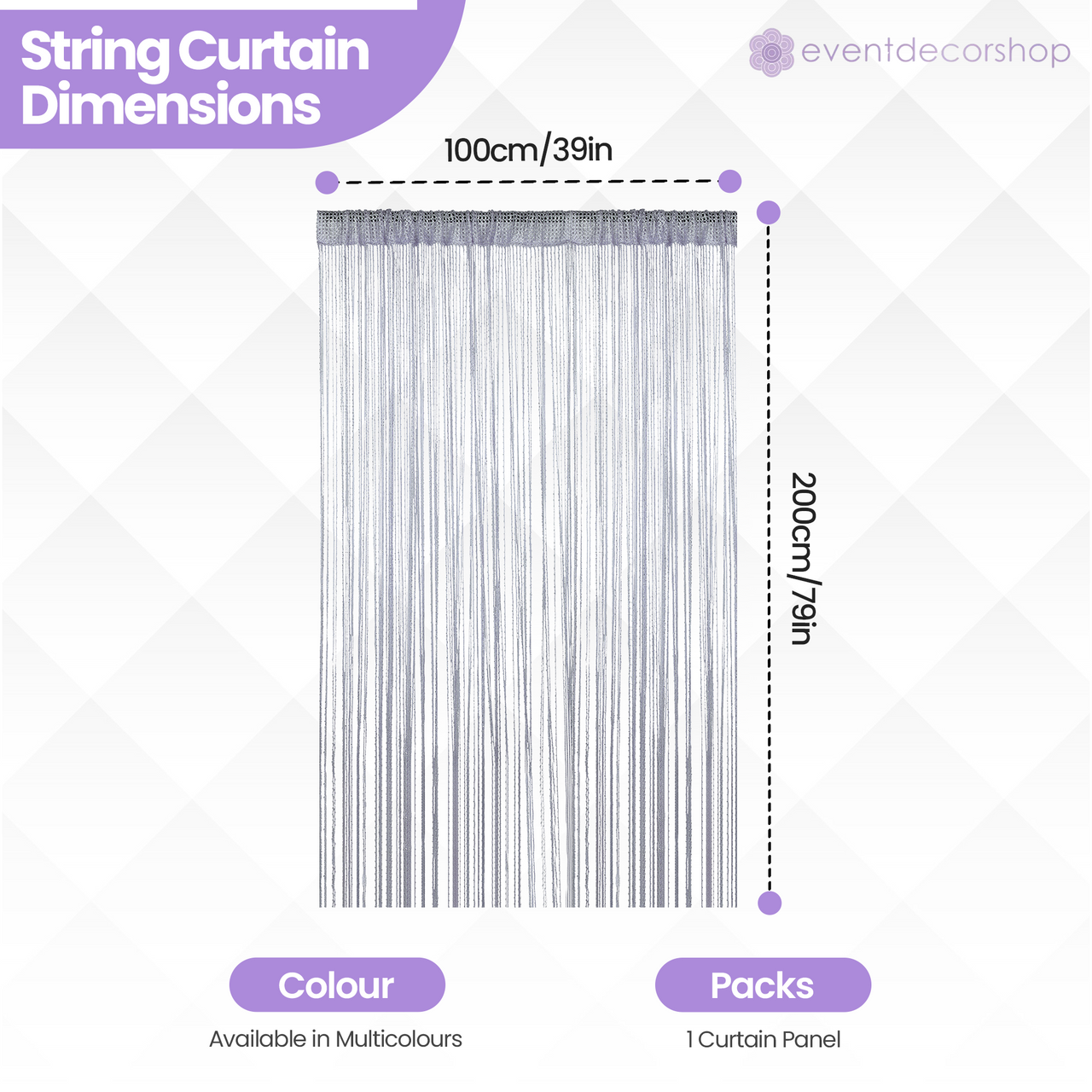 String Curtain Panel - Silver