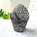 25x Laser Cut Cupcake Wrappers - Black