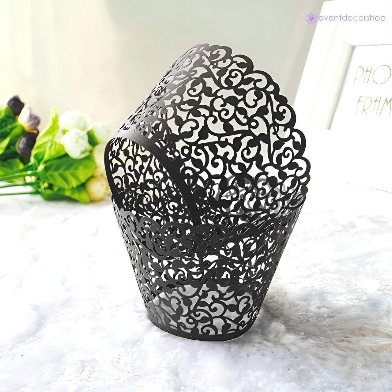 25x Laser Cut Cupcake Wrappers - Black