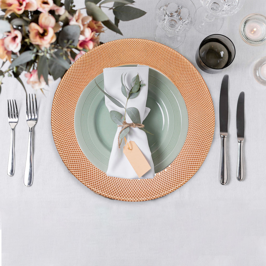 13" Round Charger Plate - Checkered Rose Gold
