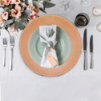 13" Round Charger Plate - Checkered Rose Gold