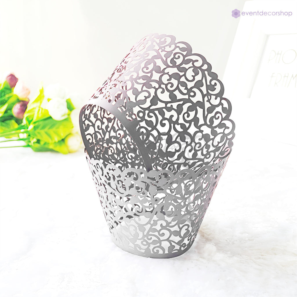 25x Laser Cut Cupcake Wrappers - White