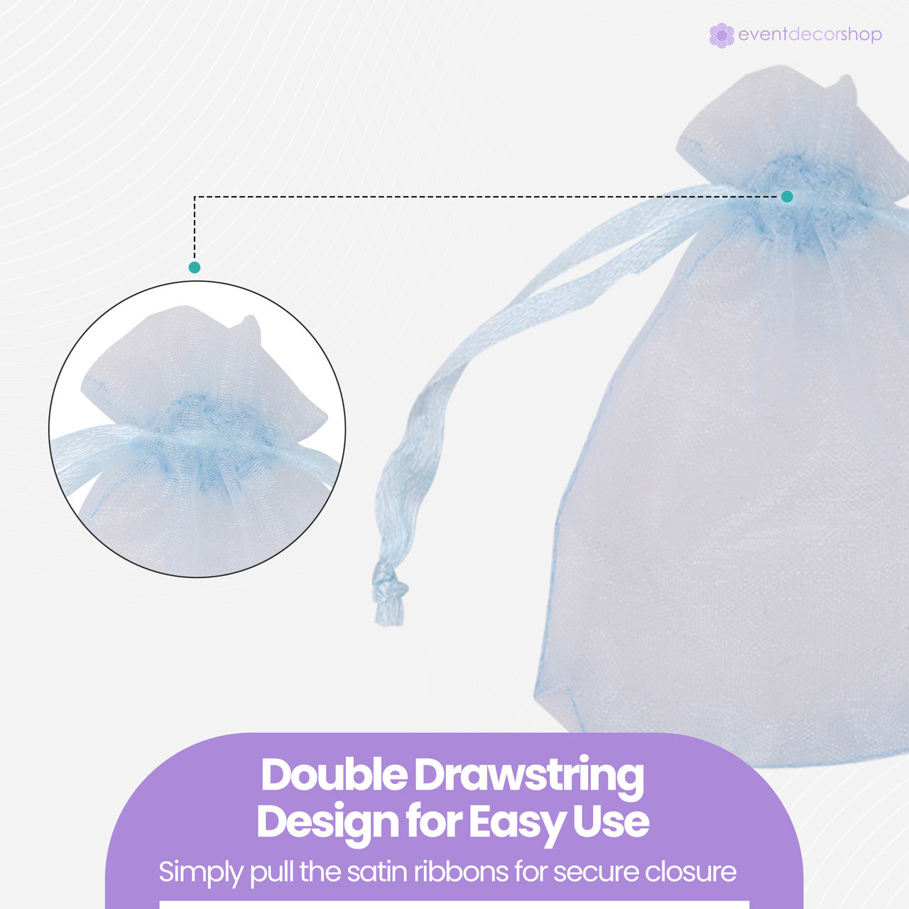 Organza Bags - 7cm x 9cm - 100pcs - Blue