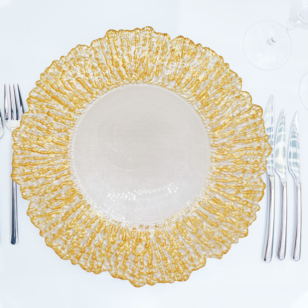 Round Charger Plate - Crackled Gold x 6