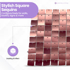 30x30cm Sequin Wall Panel - Metal Rose Gold