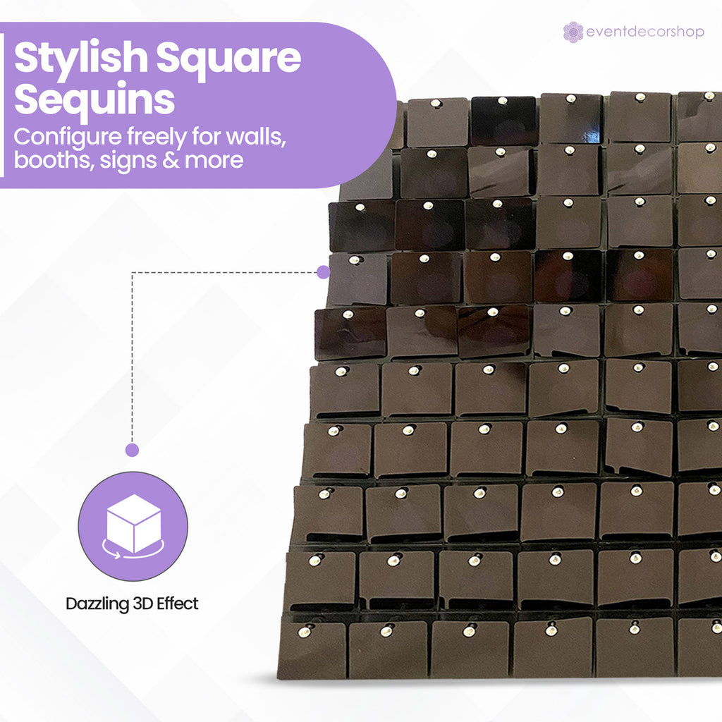 Square Sequin Wall Backdrop Panels - Black