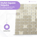 30x30cm Glitter Finish Sequin Wall Panel - Glitter Light Gold