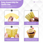 25x Laser Cut Cupcake Wrappers - Gold