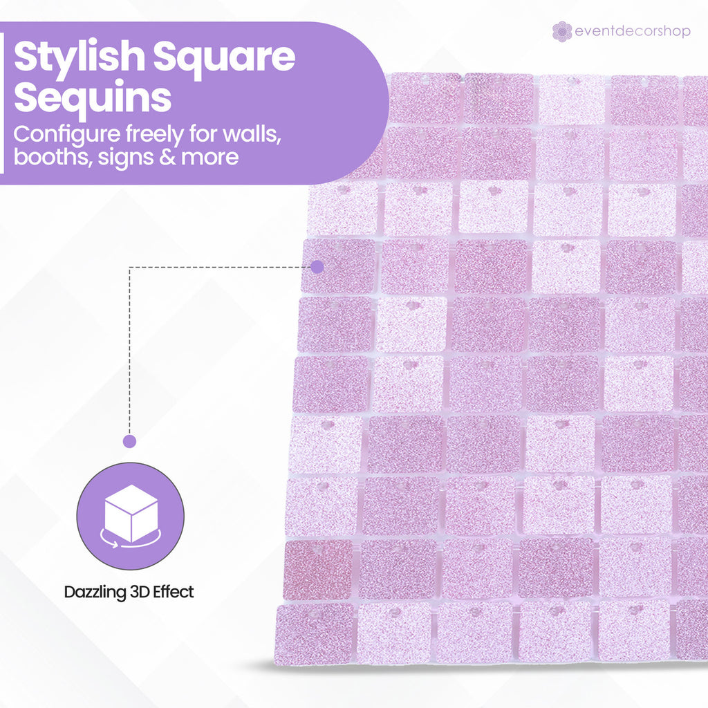 30x30cm Glitter Finish Sequin Wall Panel - Glitter Pink