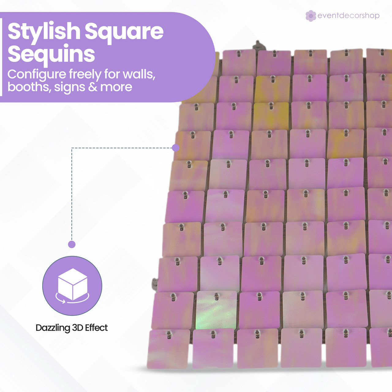 Square Sequin Wall Backdrop Panels - Iridescent