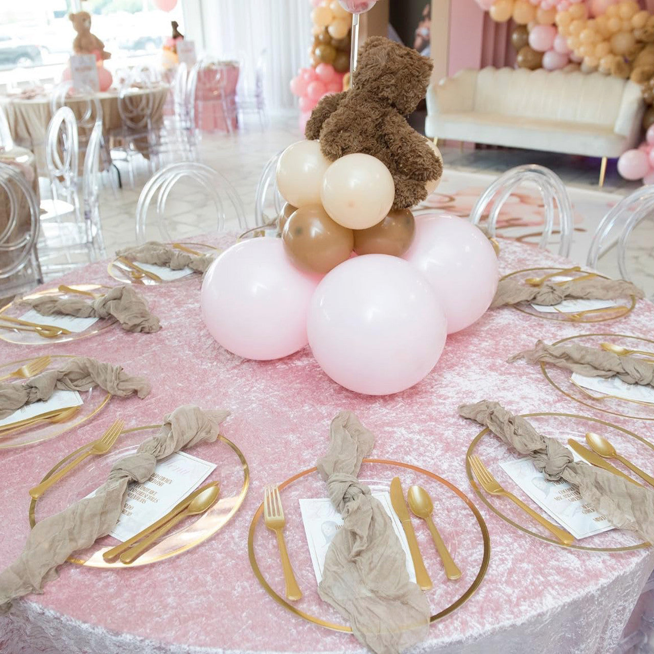 Round Charger Plate - Clear with Rose Gold Trim x 6