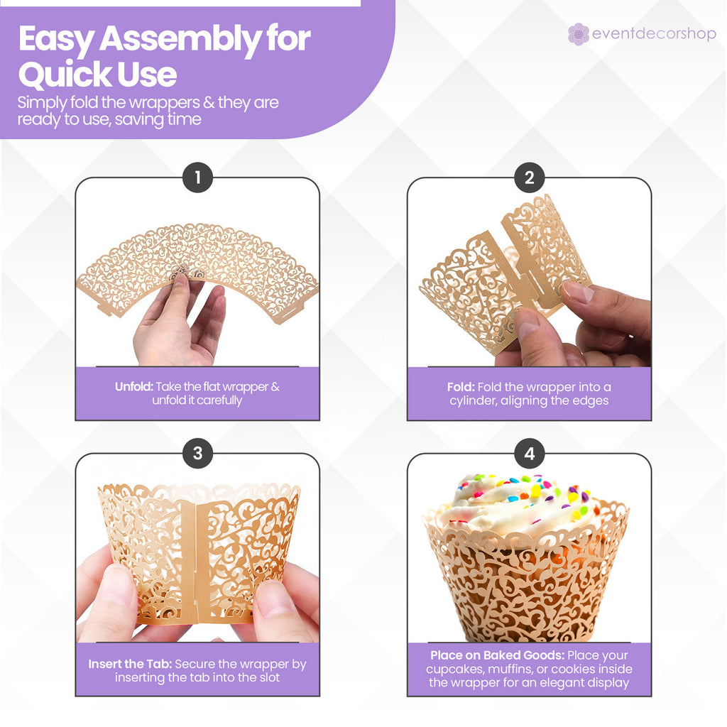 25x Laser Cut Cupcake Wrappers - Ivory