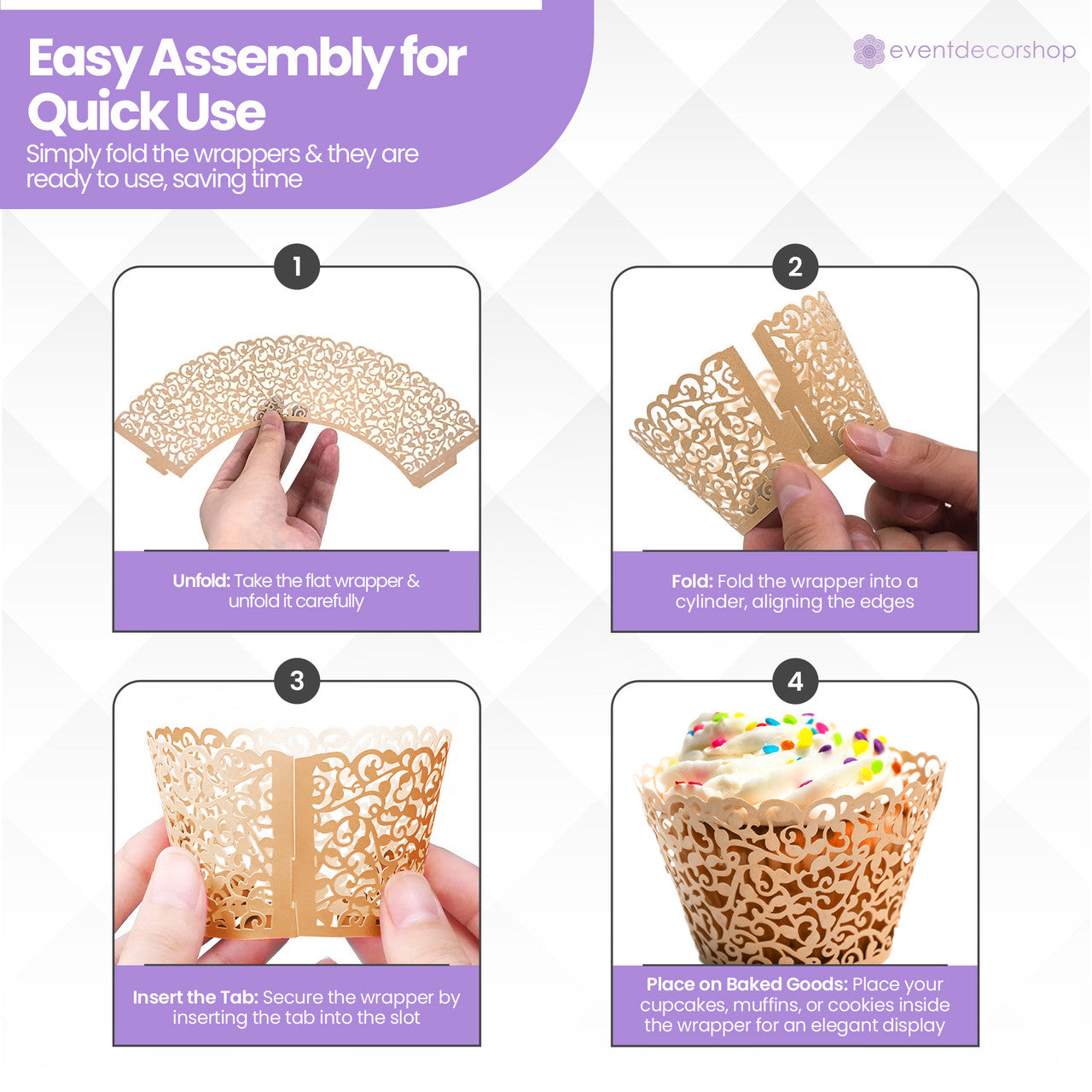 25x Laser Cut Cupcake Wrappers - Ivory