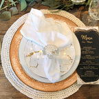 13" Round Charger Plate - Clear with Copper Textured Trim