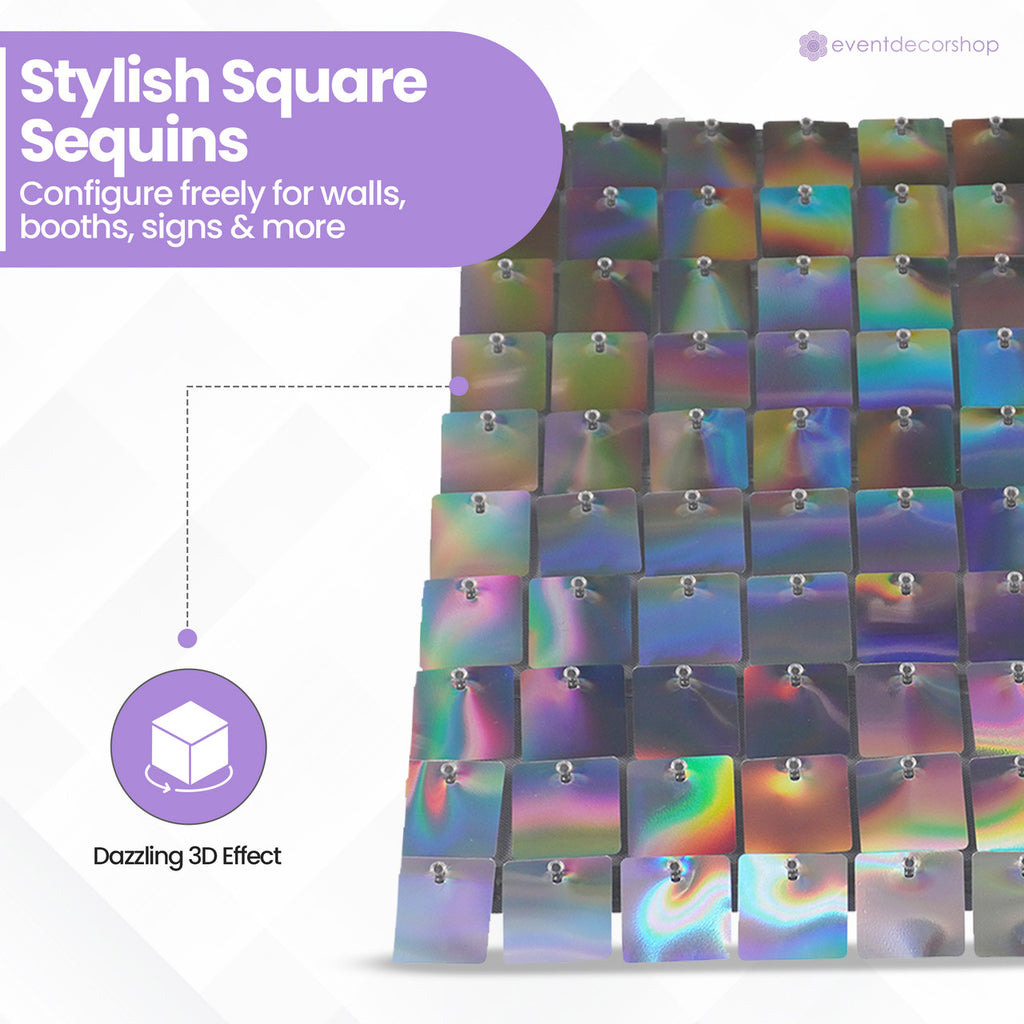 Square Sequin Wall Backdrop Panels - Silver