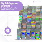 30x30cm Sequin Wall Panel - Iridescent Silver
