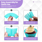 25x Laser Cut Cupcake Wrappers - Blue