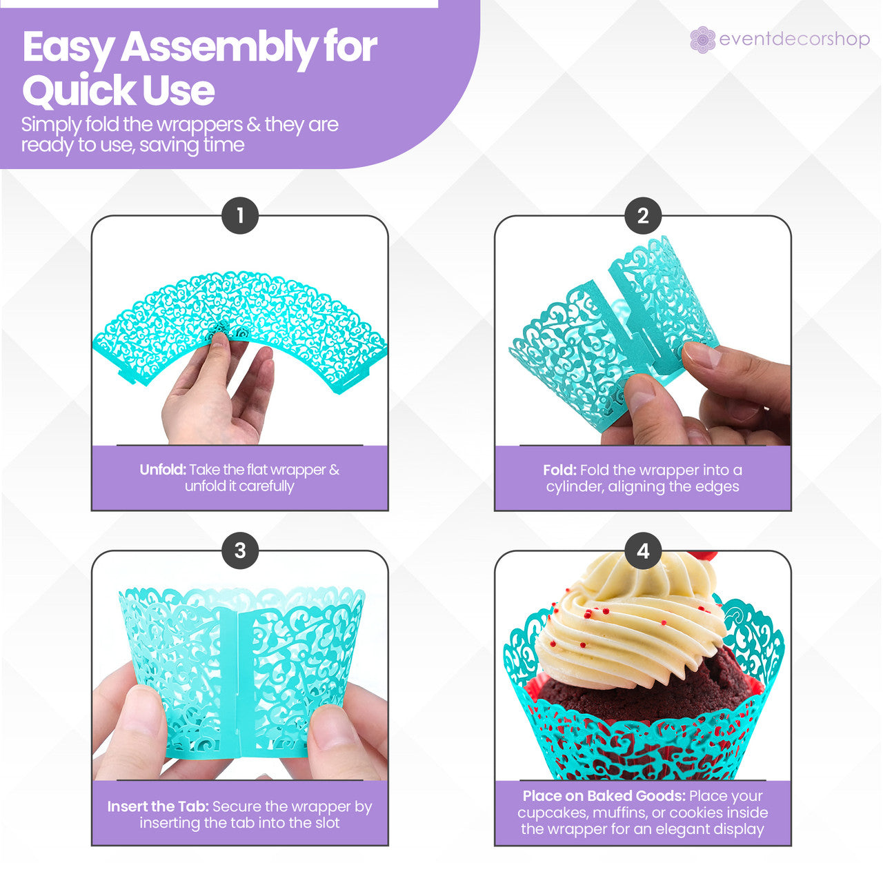 25x Laser Cut Cupcake Wrappers - Blue